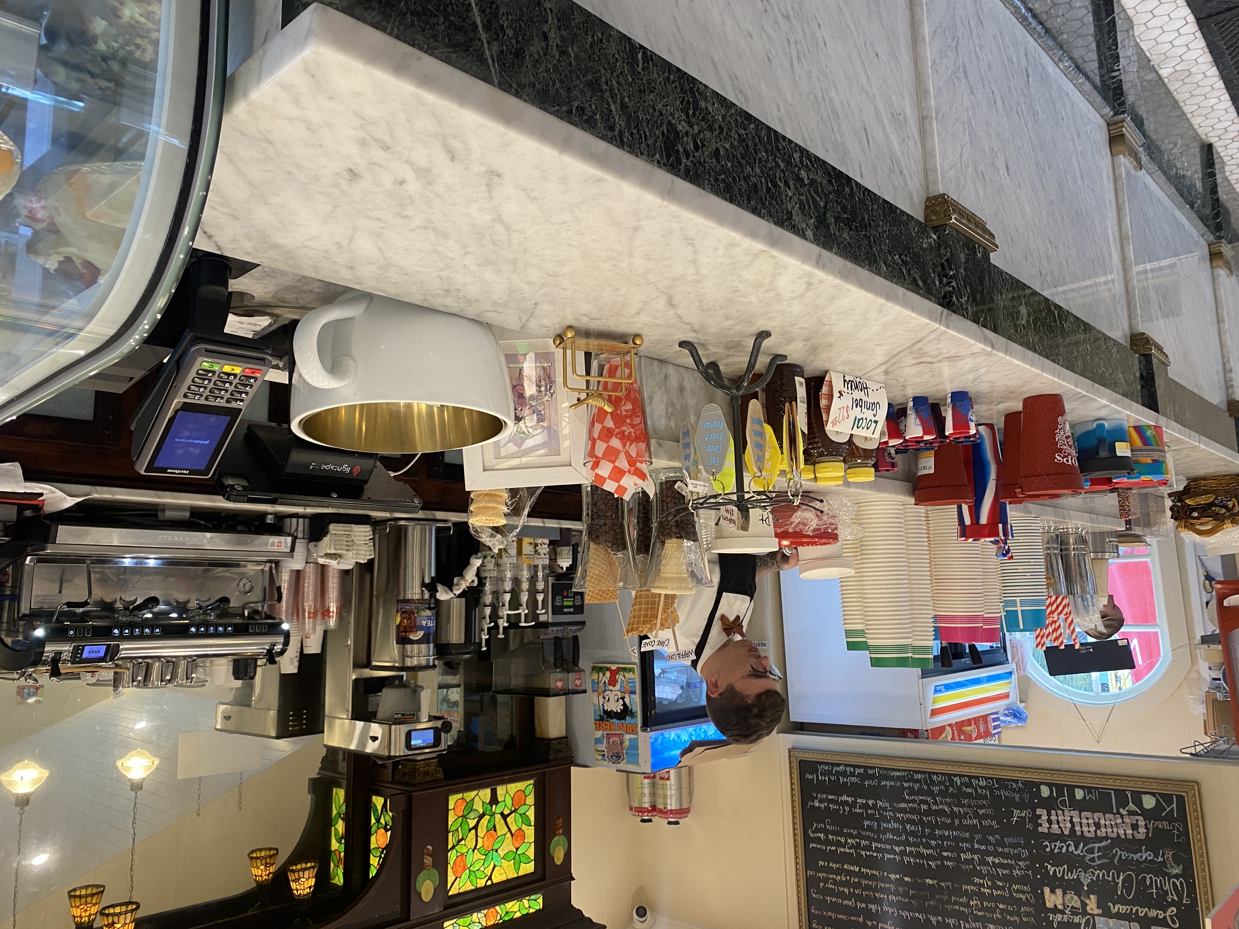 This is the marble counter at Boop's, where the magic
      happens.