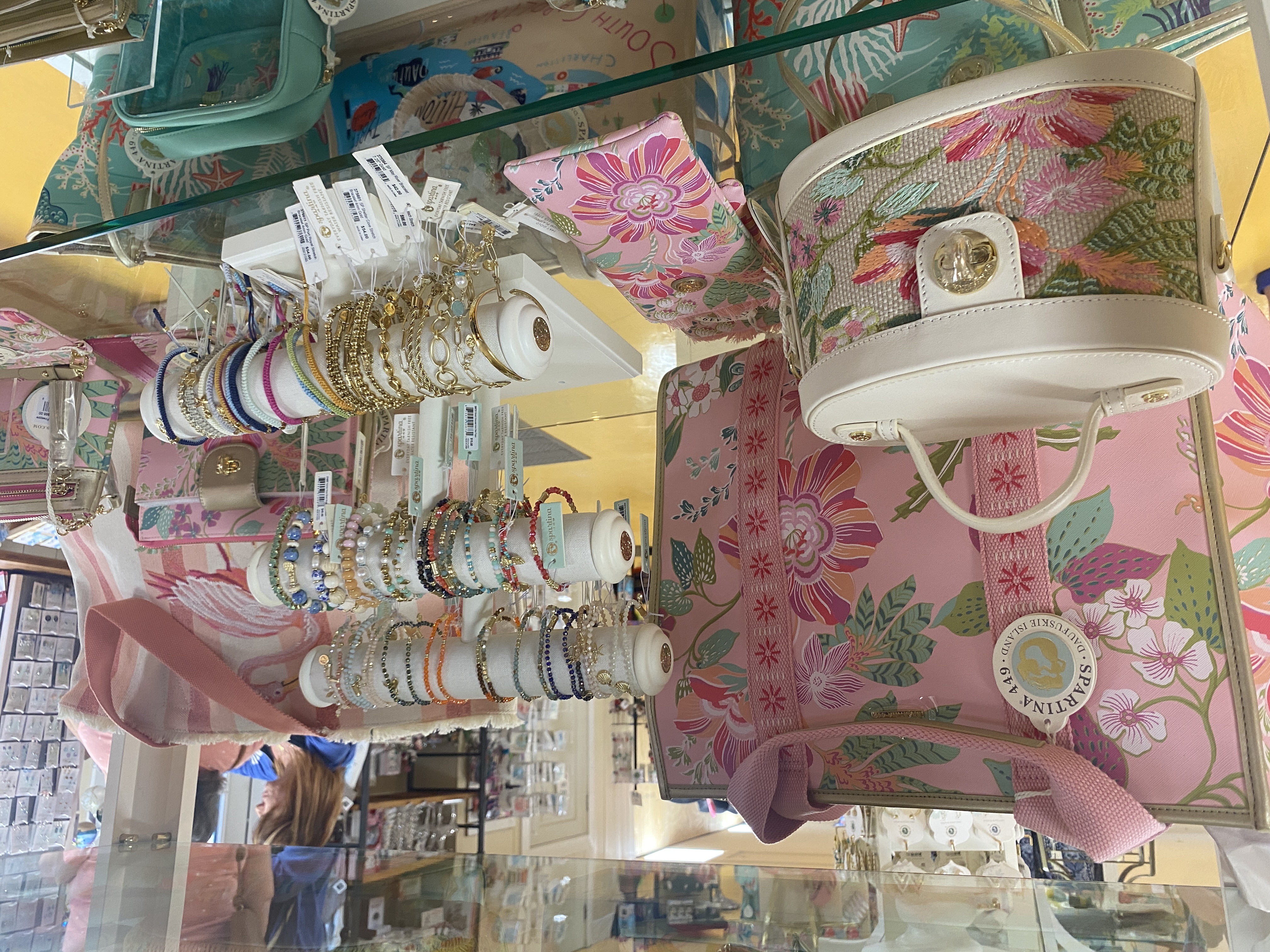 Pretty in pink handbags, bracelets, and totes for the Island
      Girl.