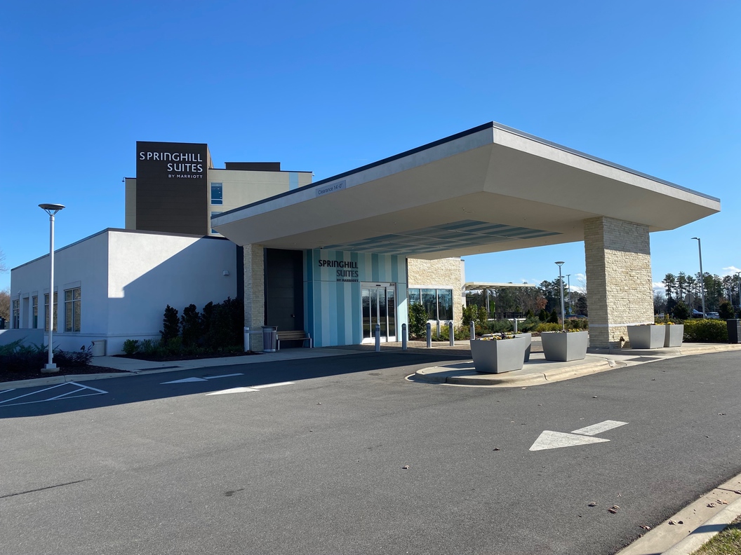 This is SpringHill Suites by Marriott, a two-star hotel at Carowinds amusement park.