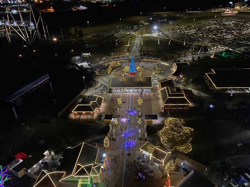 This is the North Carolina/South Carolina entrance to Carowinds as seen from the Carolina Skytower.


