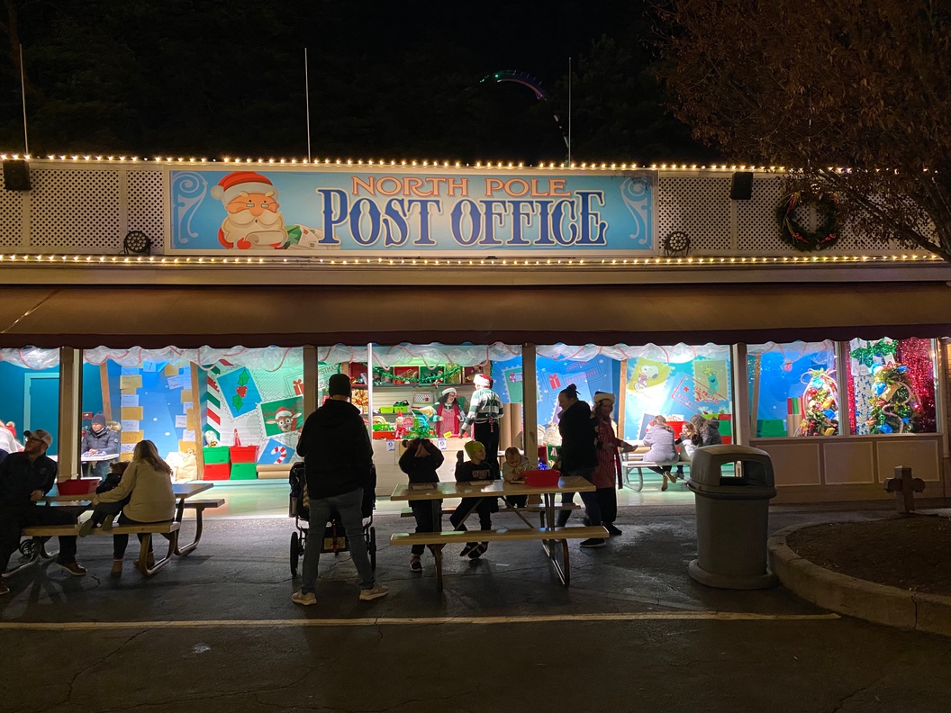 This is the North Pole Post Office, where children of all ages can send a letter to Santa Claus and receive a candy cane.