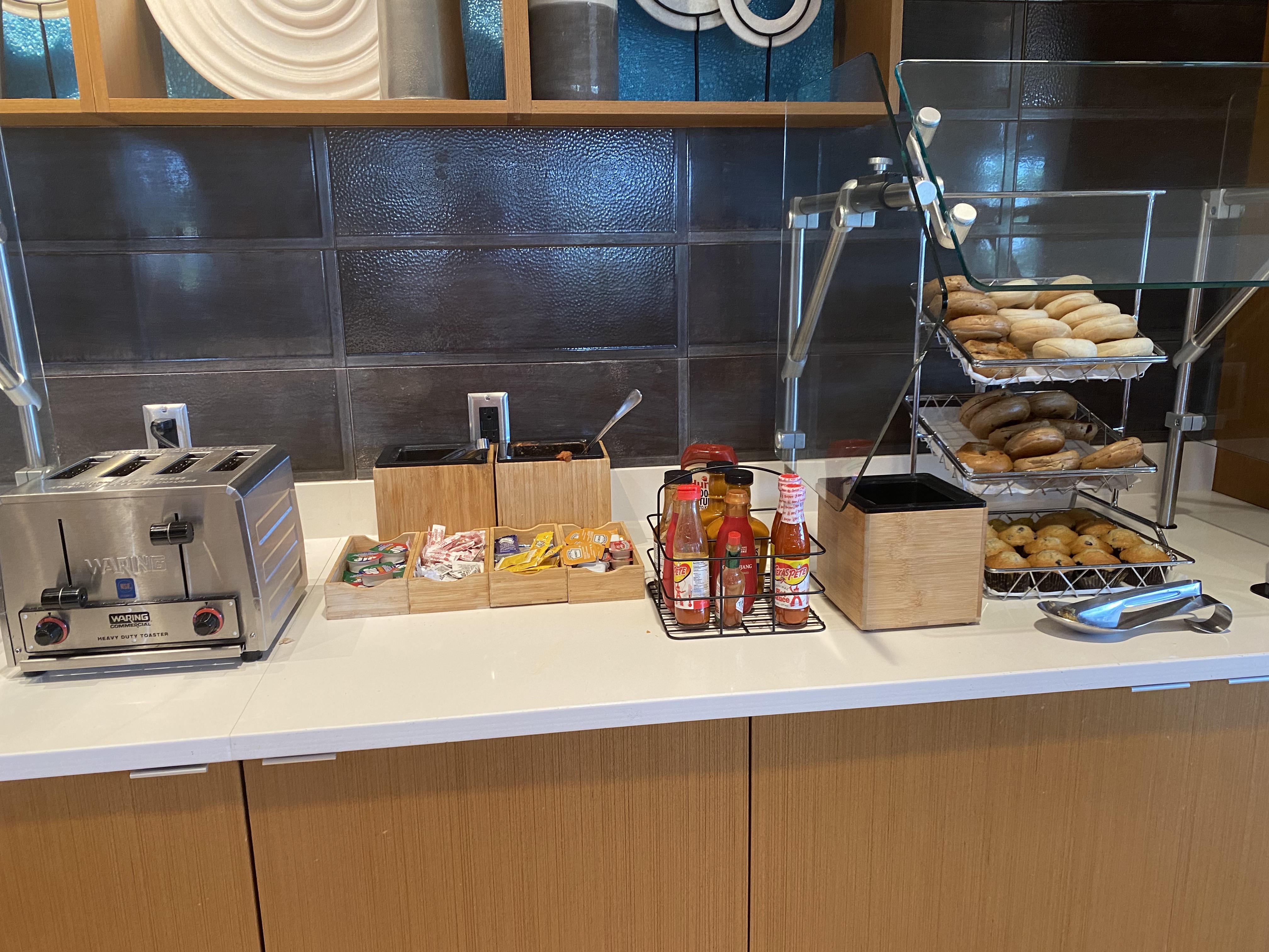 This is the
      condiment station at the breakfast bar.