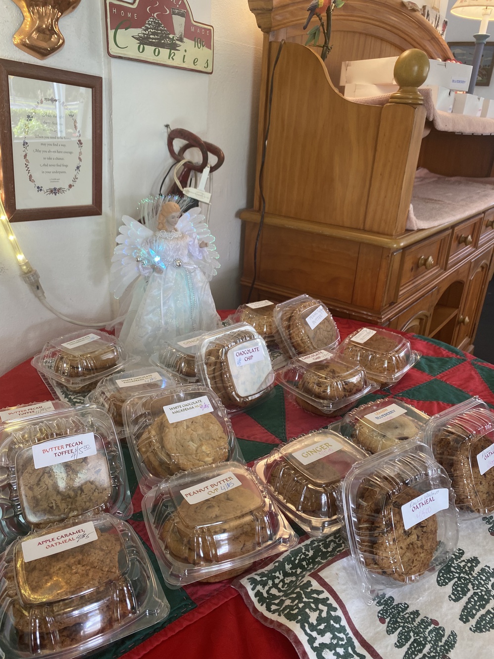 Dolly's has a half-dozen varieties of cookies for sale here.