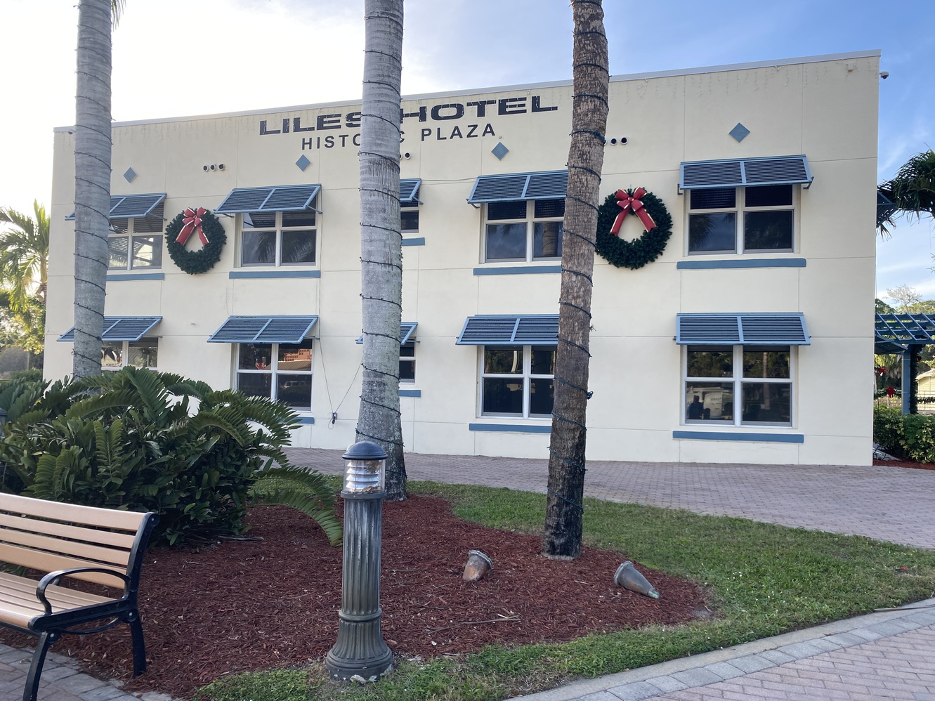 This is the historic Liles Hotel, a two-story building that
      is not currently open.