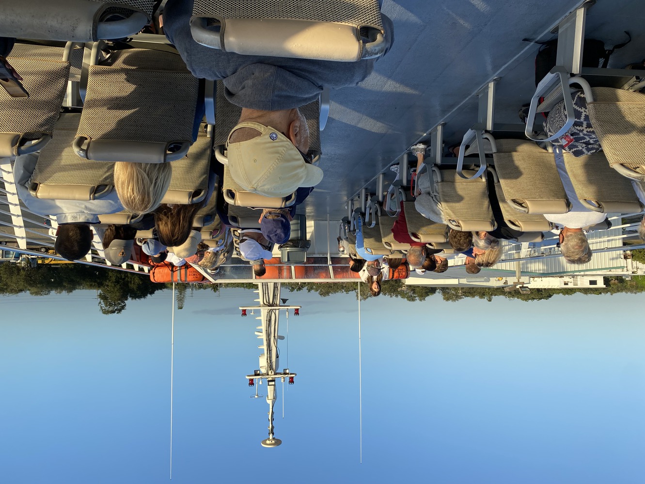 The top deck of the KWE ferry is really windy.