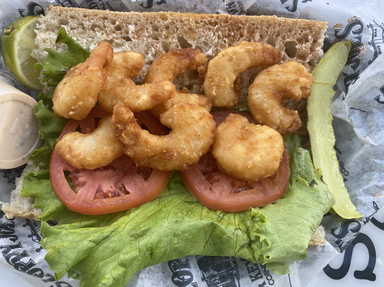 The shrimp po-boy sandwich.