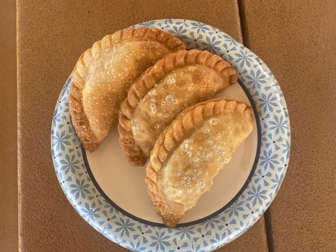 Three empanadas
          at the Beach Cafe.