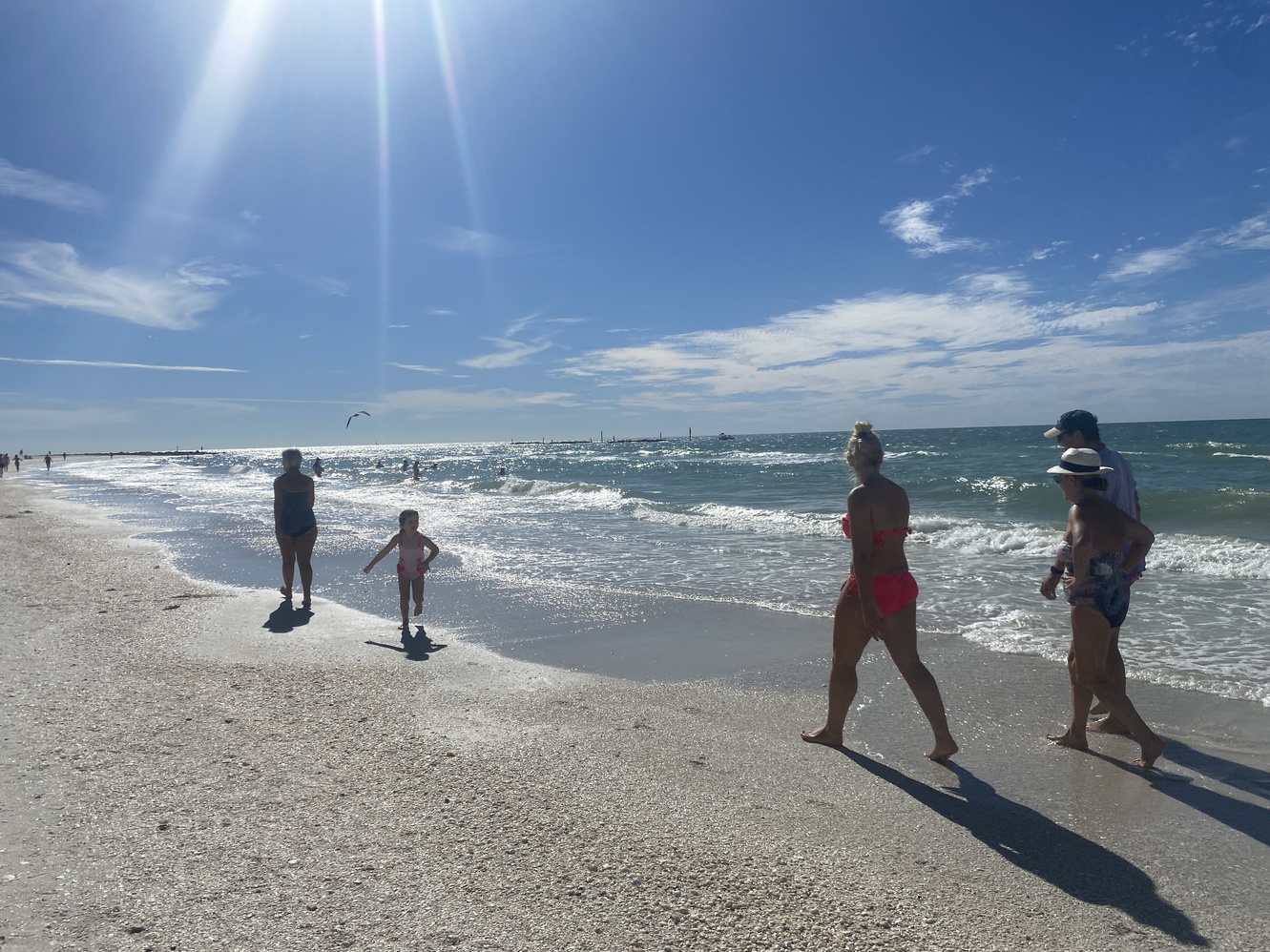 The sun is shining brightly so now is a good time for
      shelling.