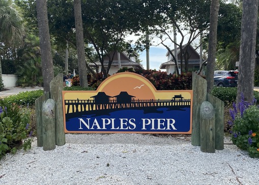 This is the Naples Fla Pier March 2022 marquee sign.