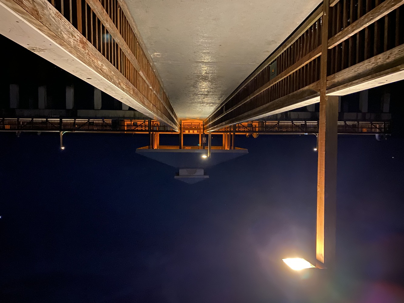 This is the Pier shelter at night.