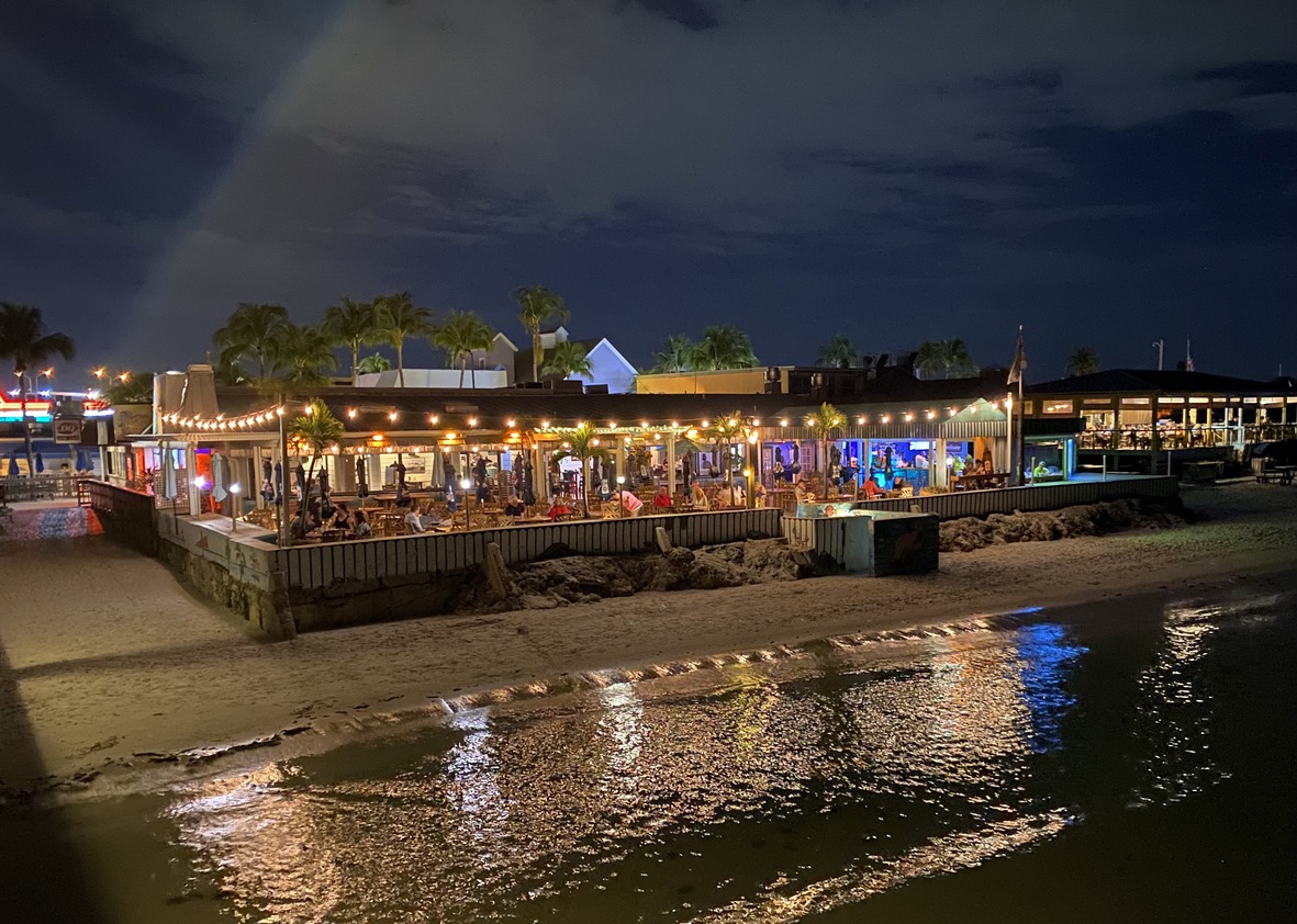 The view from the Pier at night is sparkly.