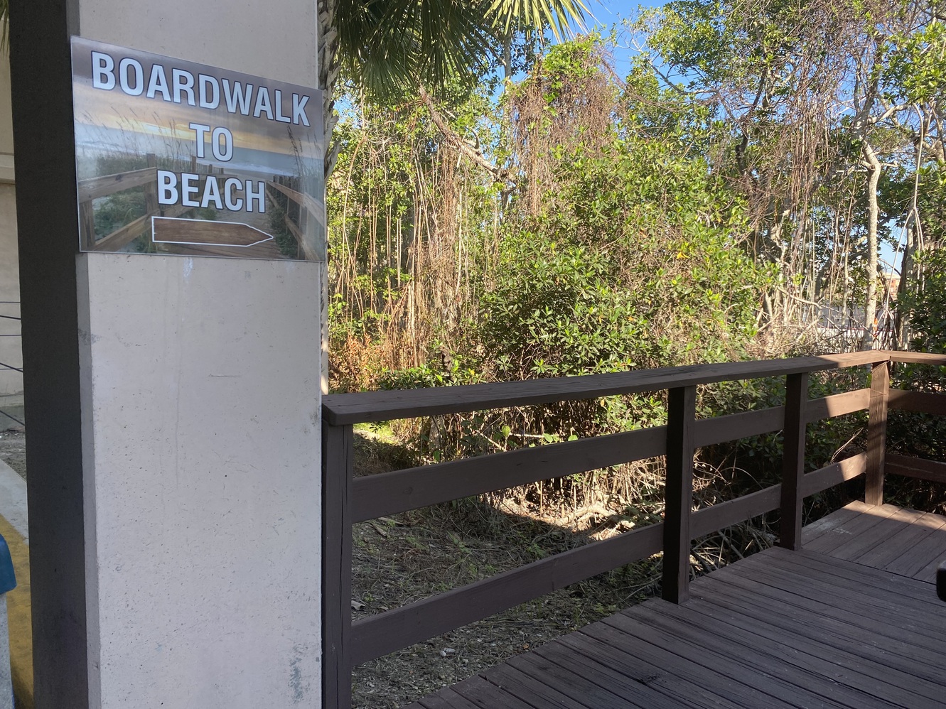 The garage has a
      boardwalk for pedestrians to get to the sidewalk, and then to the
      beach.
