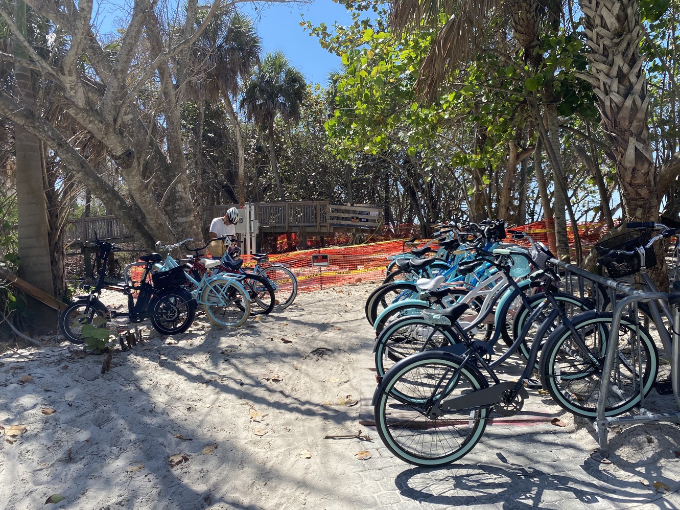 There is a huge
      bike rack area at Vanderbilt Beach.